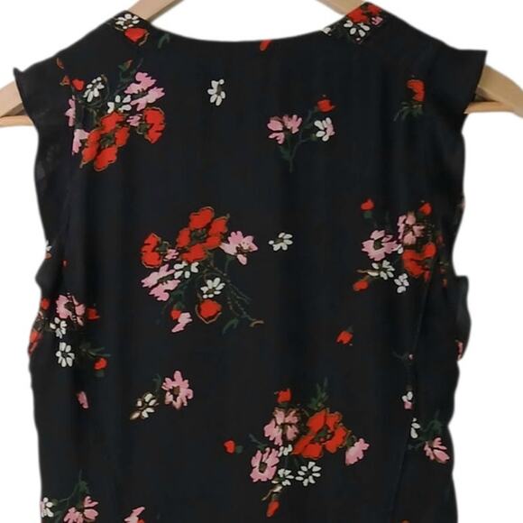 Rebecca Taylor SZ 6 Silk Marguerite Black Floral Dress $395 - Picture 6 of 8